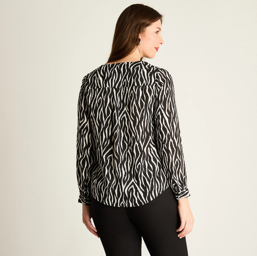 Blusa  Animal Print de Cebra Talla Grande - Mujer