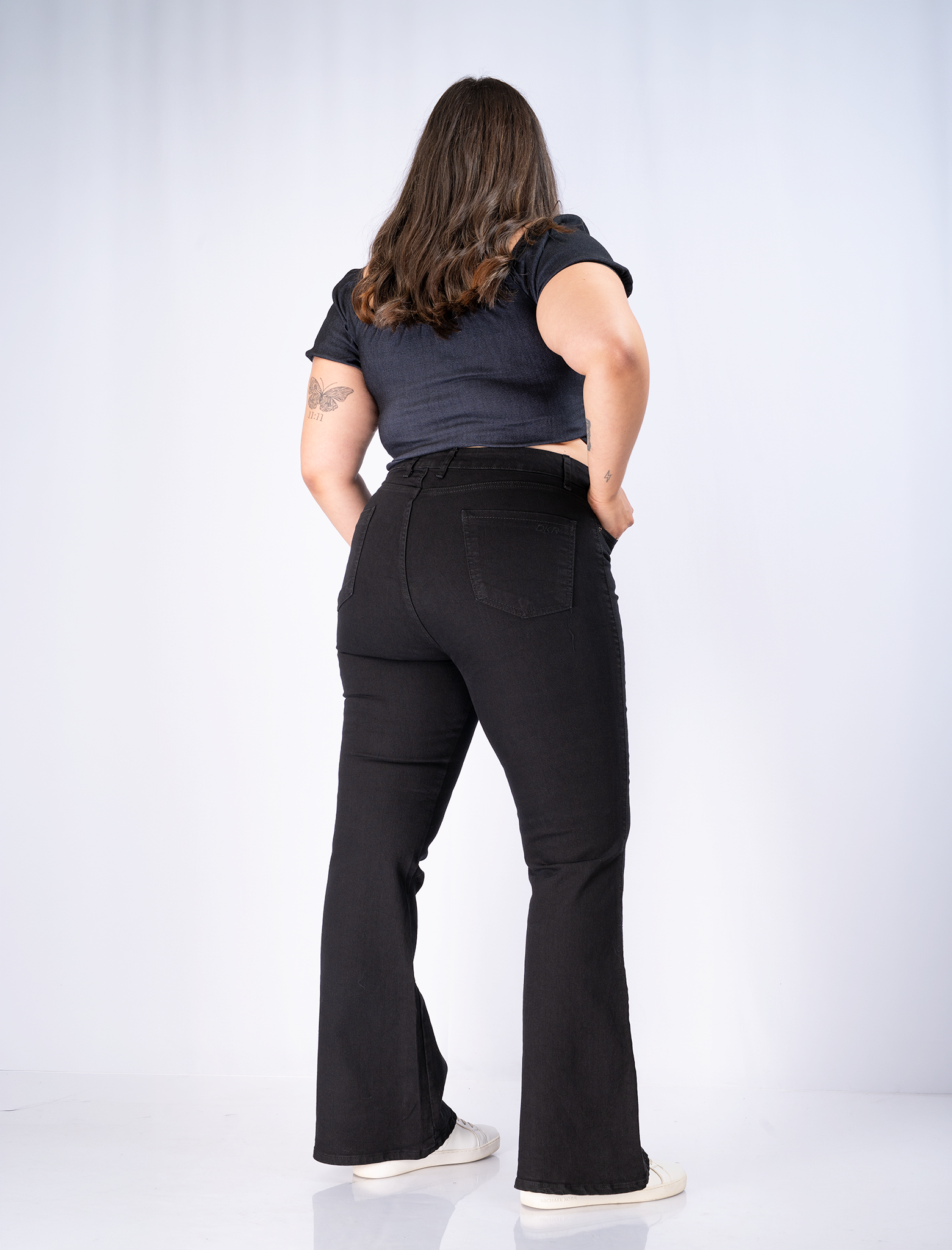 Jeans Mujer Flare Negro Tiro Alto| Plus Size| Talla Grande