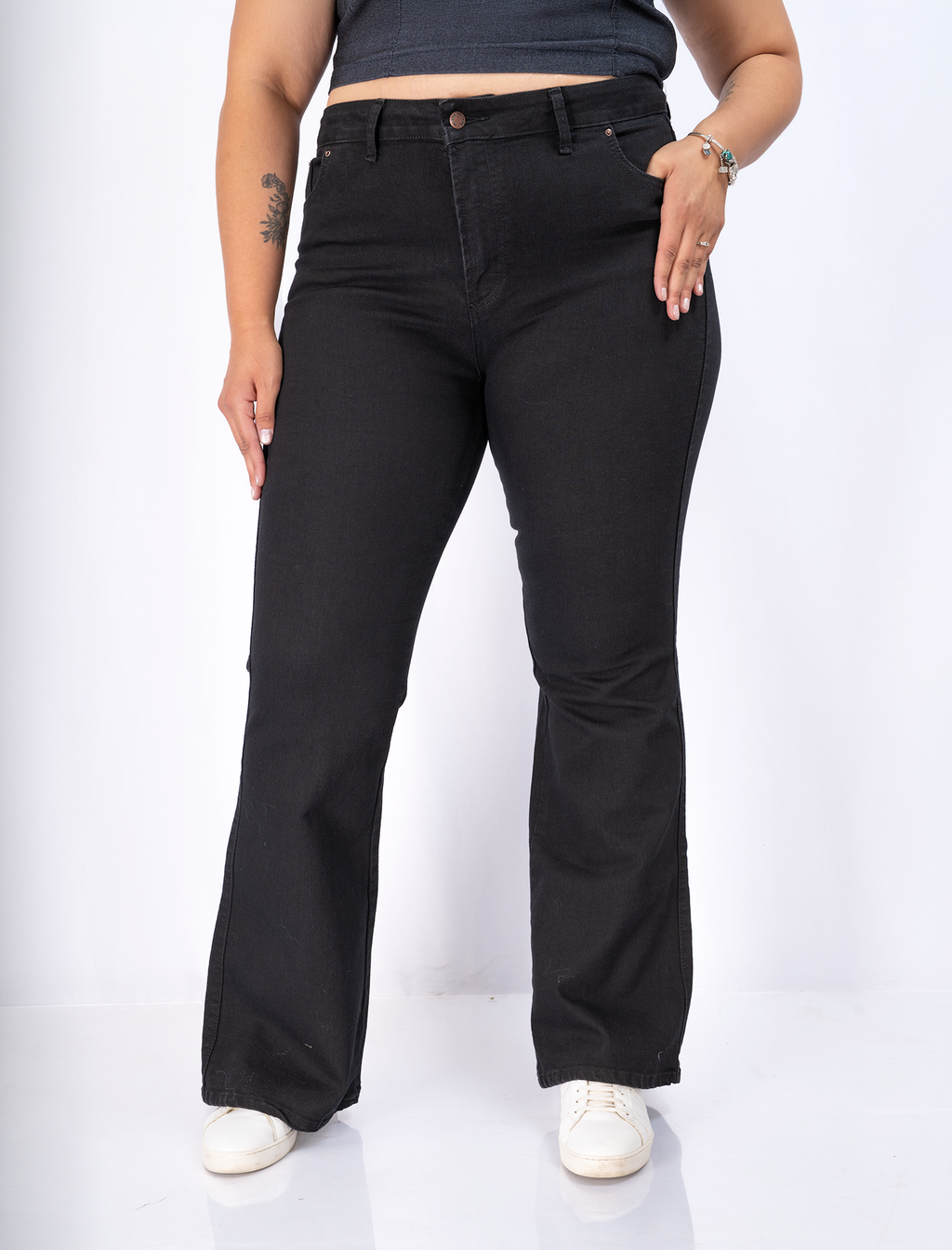 Jeans Mujer Flare Negro Tiro Alto| Plus Size| Talla Grande