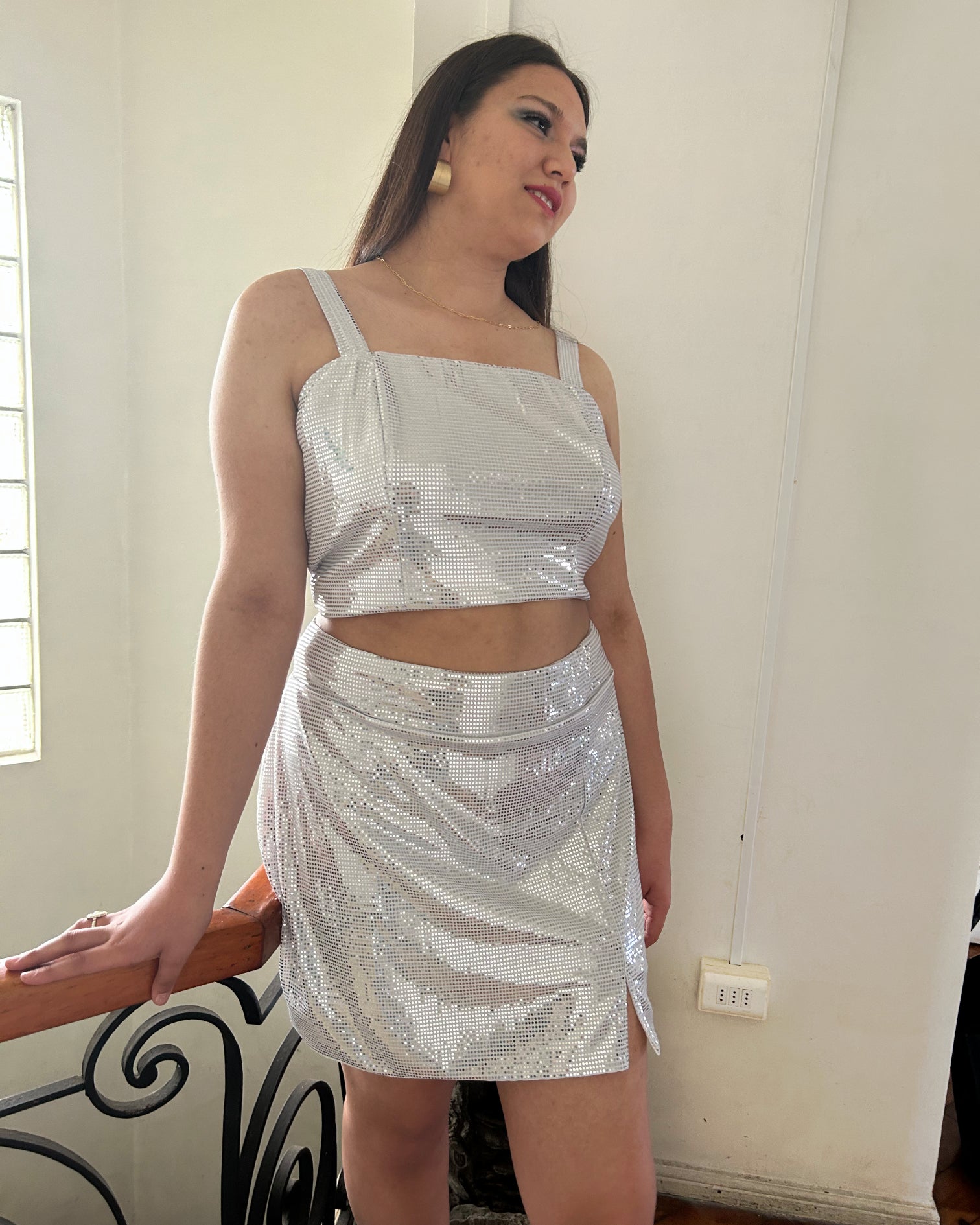 Conjunto Mujer Fiesta| Talla Grande| Plus Size| Brillo