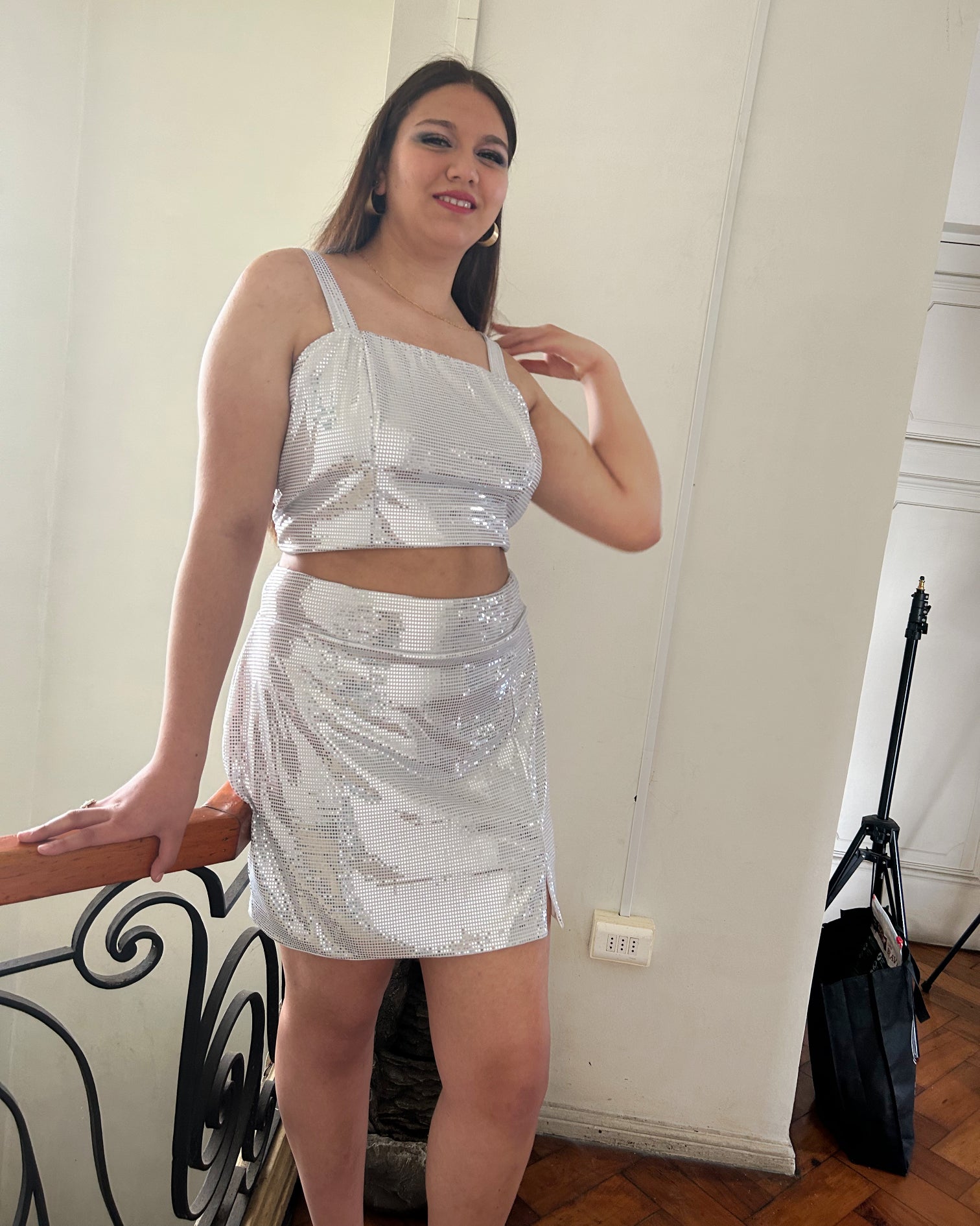 Conjunto Mujer Fiesta| Talla Grande| Plus Size| Brillo