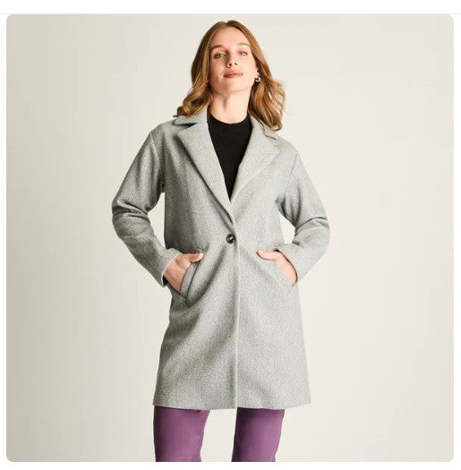 Chaquetón Gris Elegante de Invierno - Mujer Talla Grande