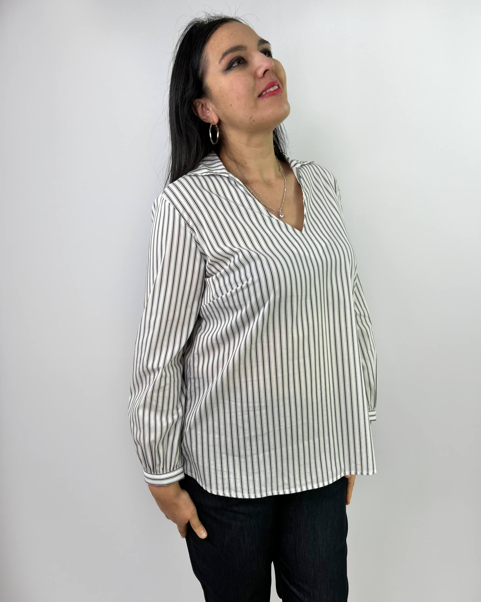Blusa Mujer Larga a Rayas| Tallas Grandes