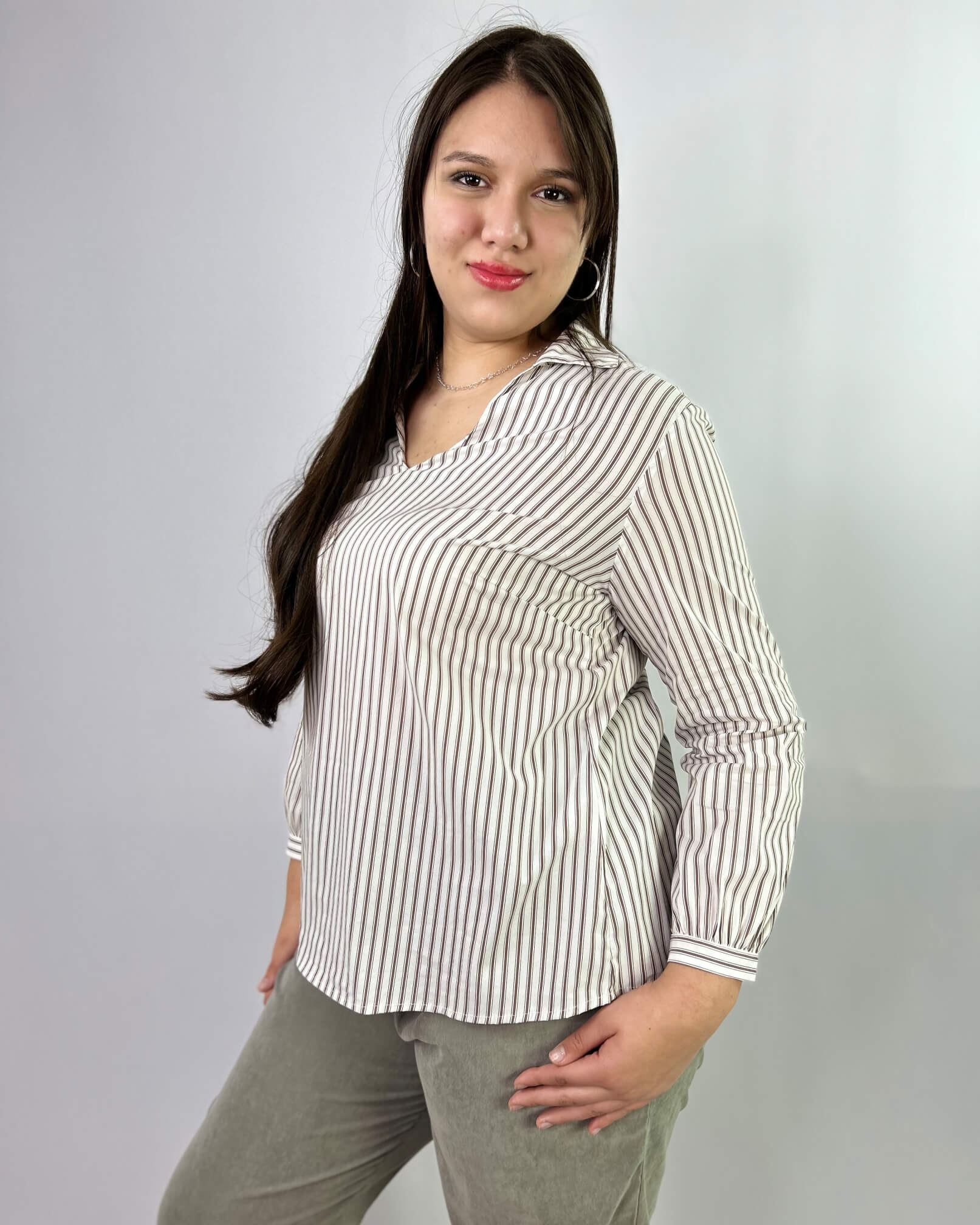 Blusa Mujer Larga a Rayas| Tallas Grandes