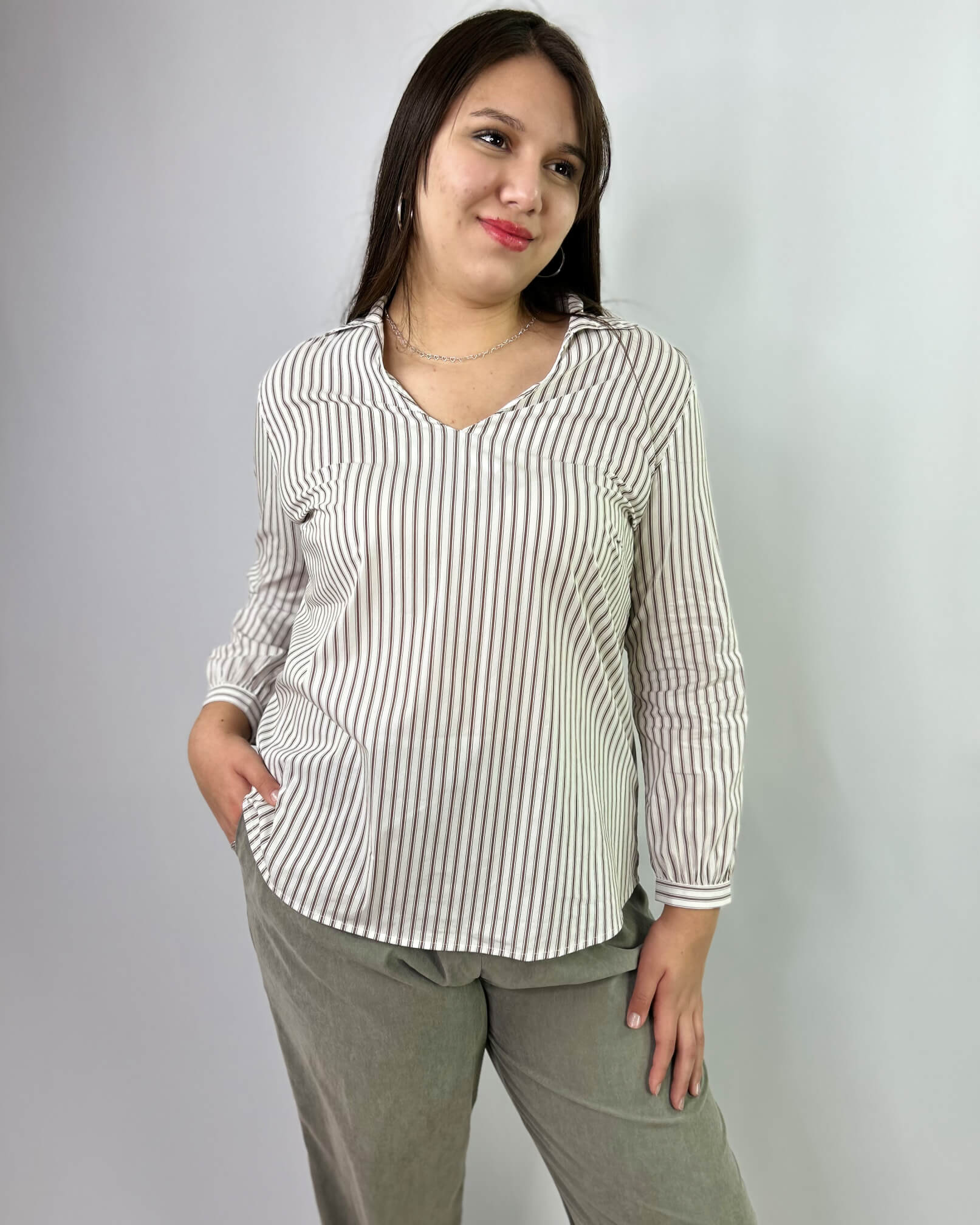 Blusa Mujer Larga a Rayas| Tallas Grandes