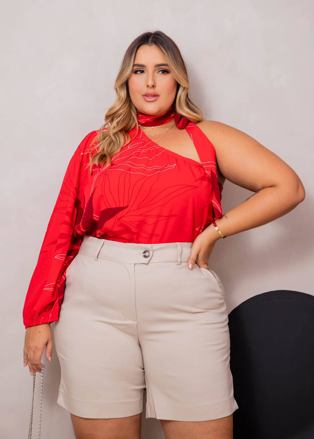 Blusa Asimetrica Amarra Cuello Mujer|Estilo Casual  Plus Size Tallas Grandes