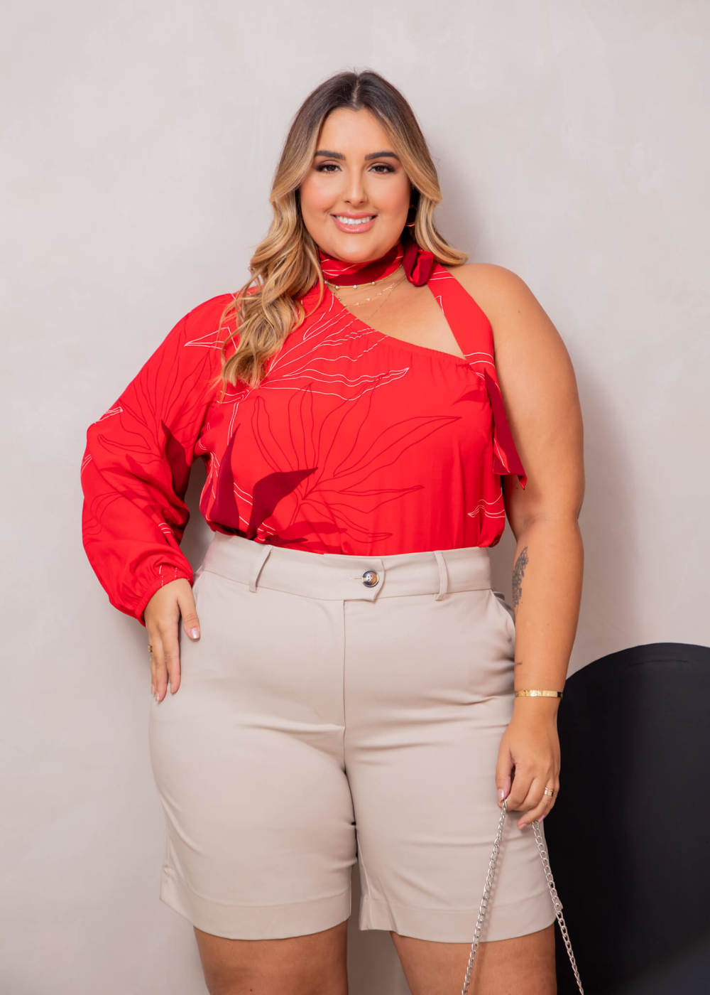 Blusa Asimetrica Amarra Cuello Mujer|Estilo Casual  Plus Size Tallas Grandes