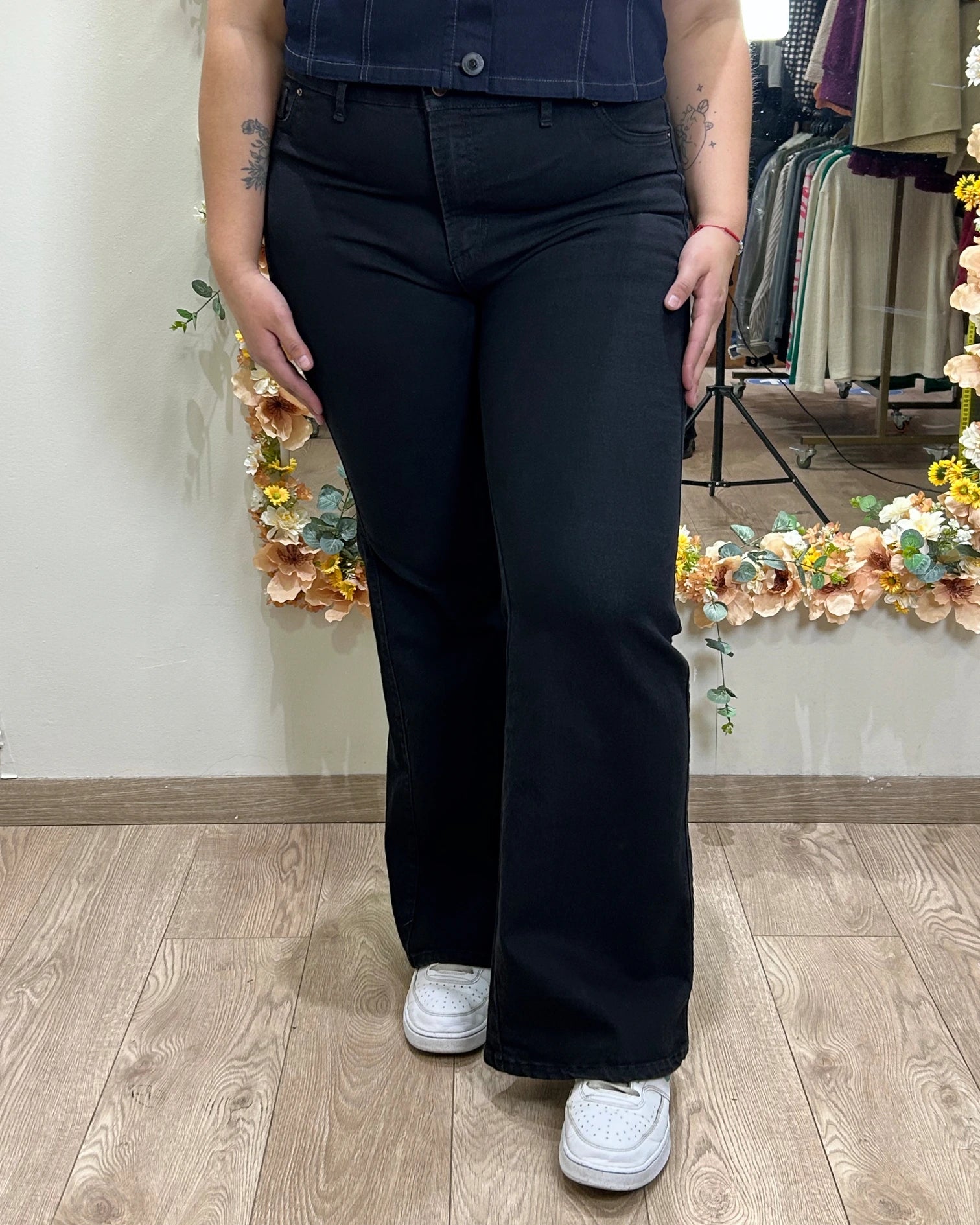 Jeans Mujer Flare Negro Tiro Alto| Plus Size| Talla Grande
