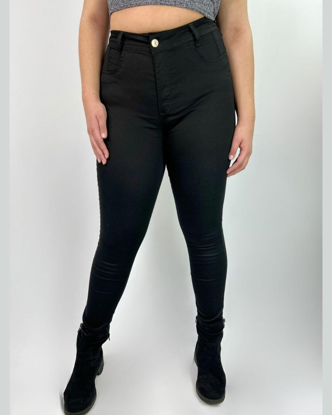 Jeans Pitillo Negro con Faja Modeladora Interior| Efecto Moldeador| Talla Grande