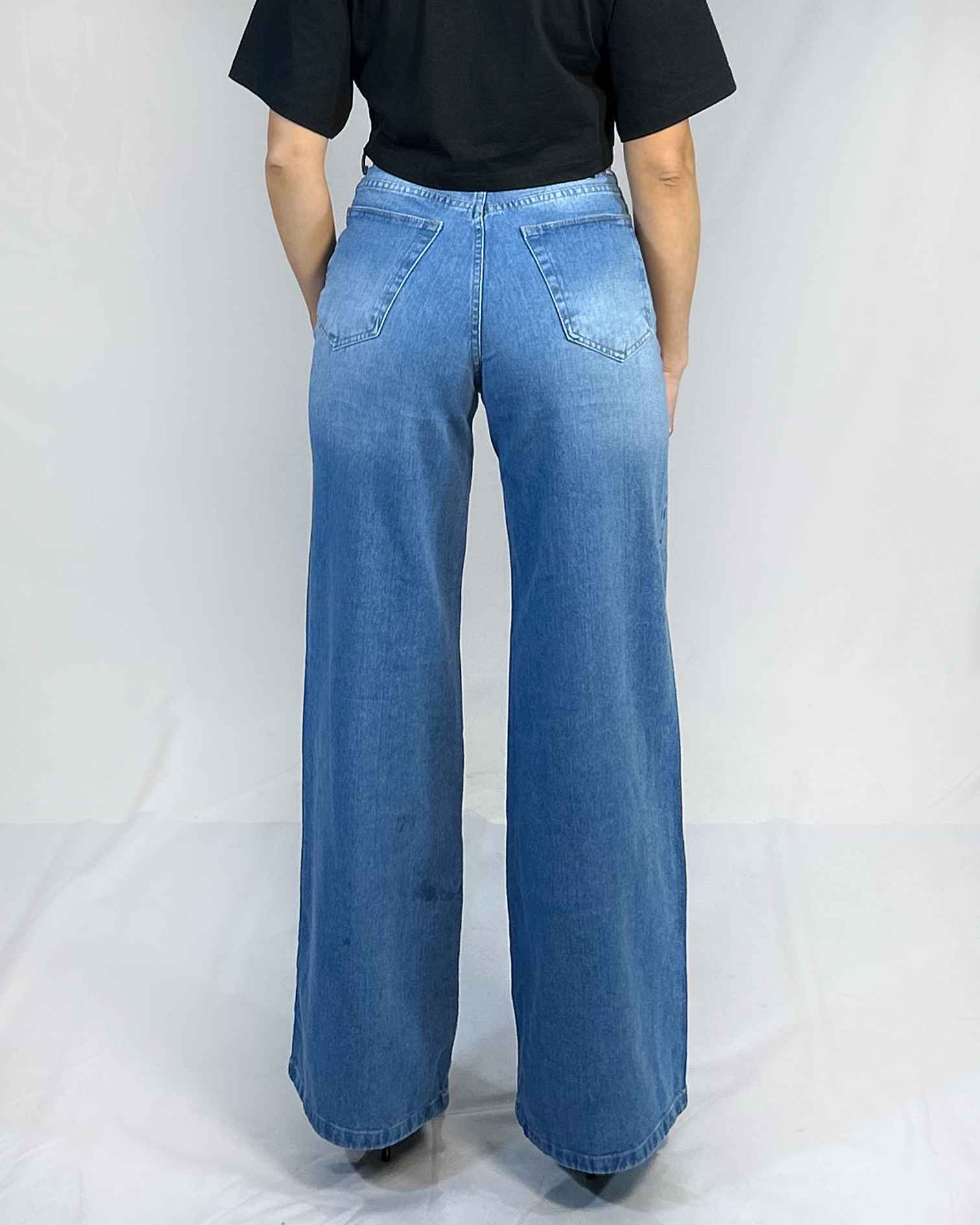 Jeans Palazzo Celeste Focalizado Mujer|Tendencia Juvenil