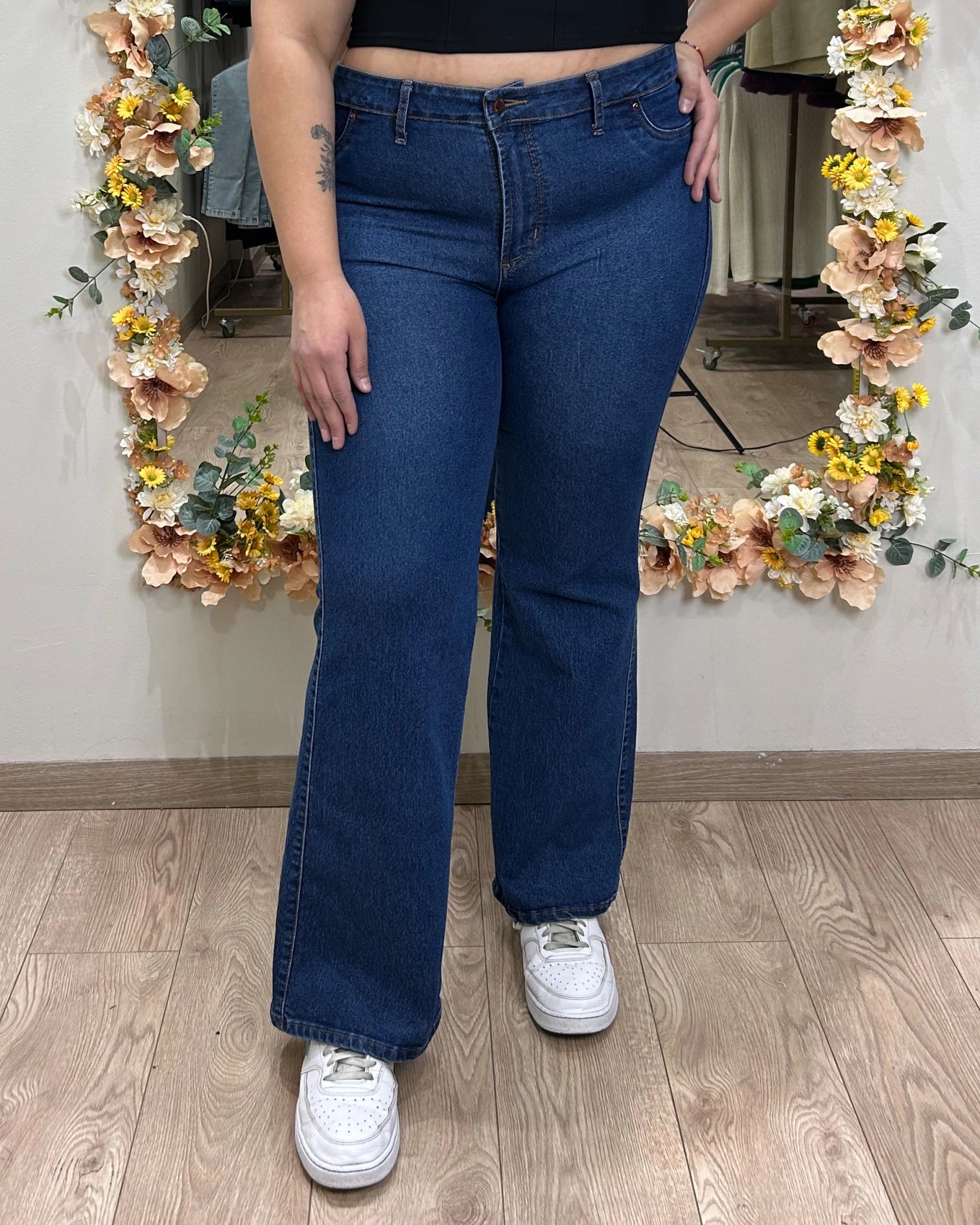 Jeans Mujer Azul Flare|  Mezclilla Elasticada| Tiro Alto| Tallas Grandes
