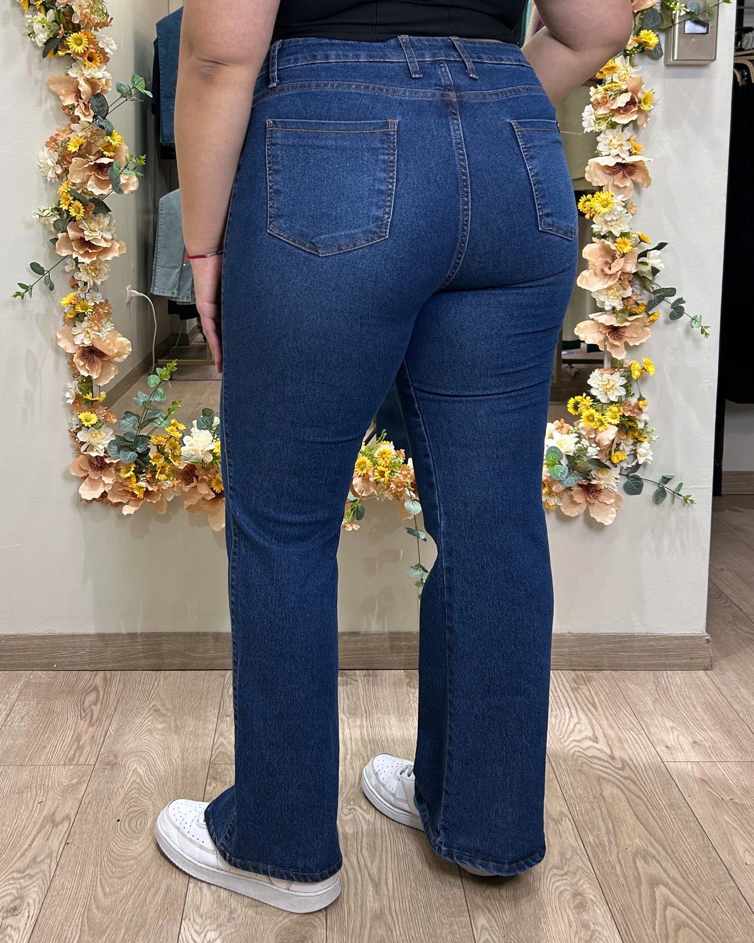 Jeans Mujer Azul Flare|  Mezclilla Elasticada| Tiro Alto| Tallas Grandes
