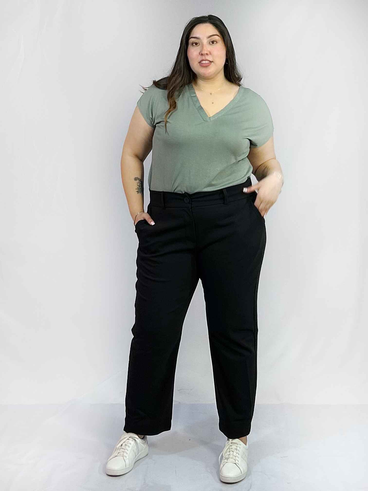 Pantalón Negro Recto Mujer| Clasico Formal Talla Grande