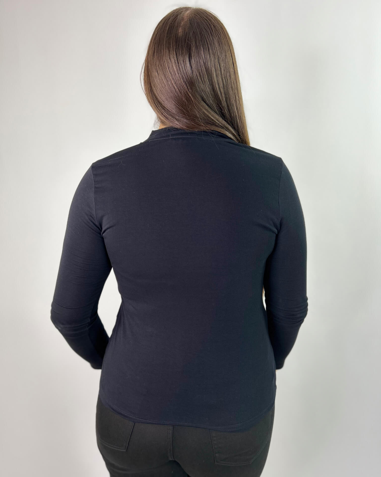 Polera Mujer Negra Manga Larga| Basica