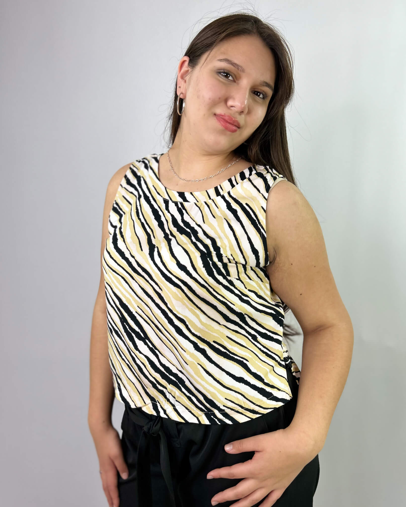 Polera sin Mangas Animal Print| Talla 48