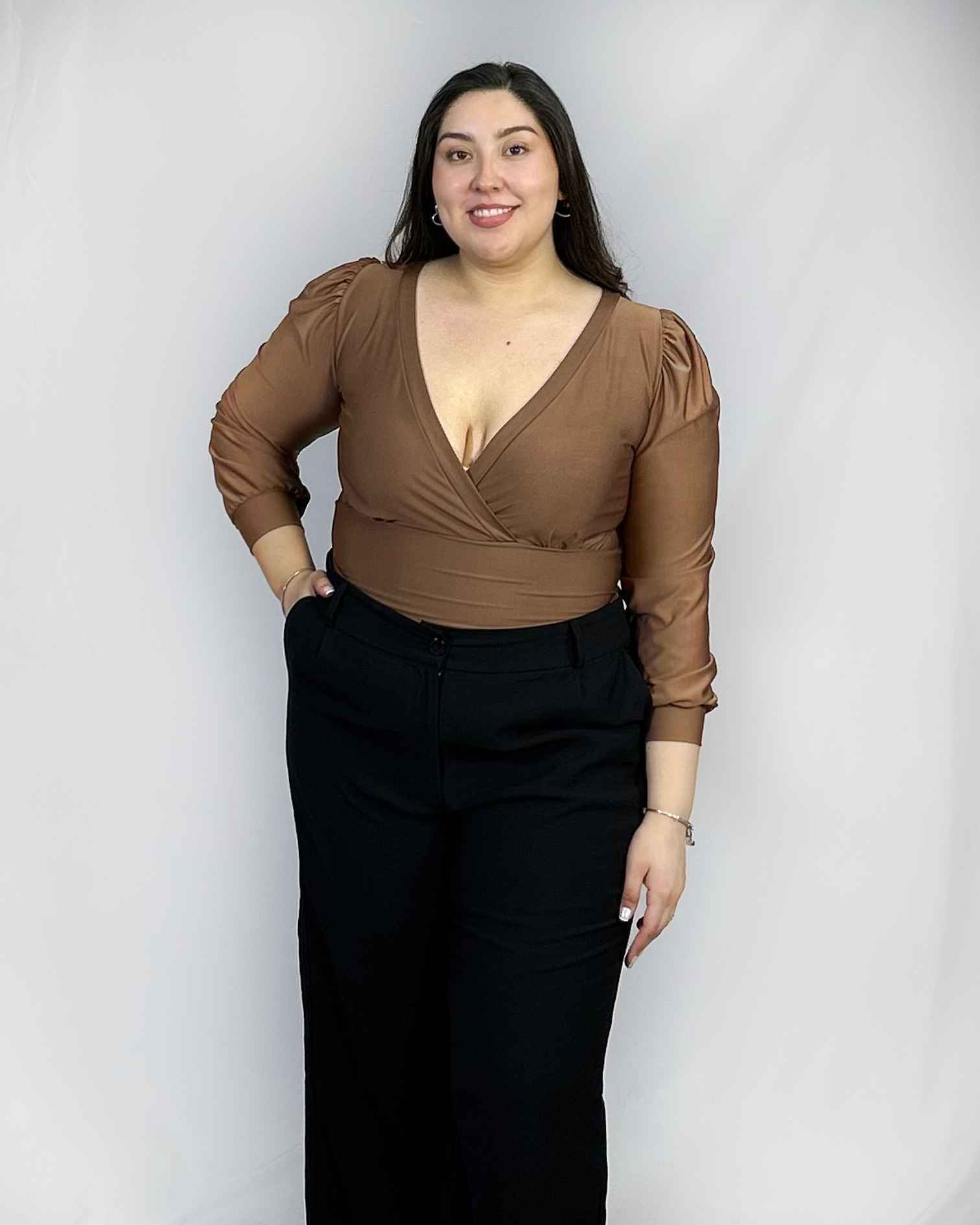 Polera Escote Cruzado Manga Mujer| Juvenil Tallas Grandes| XL