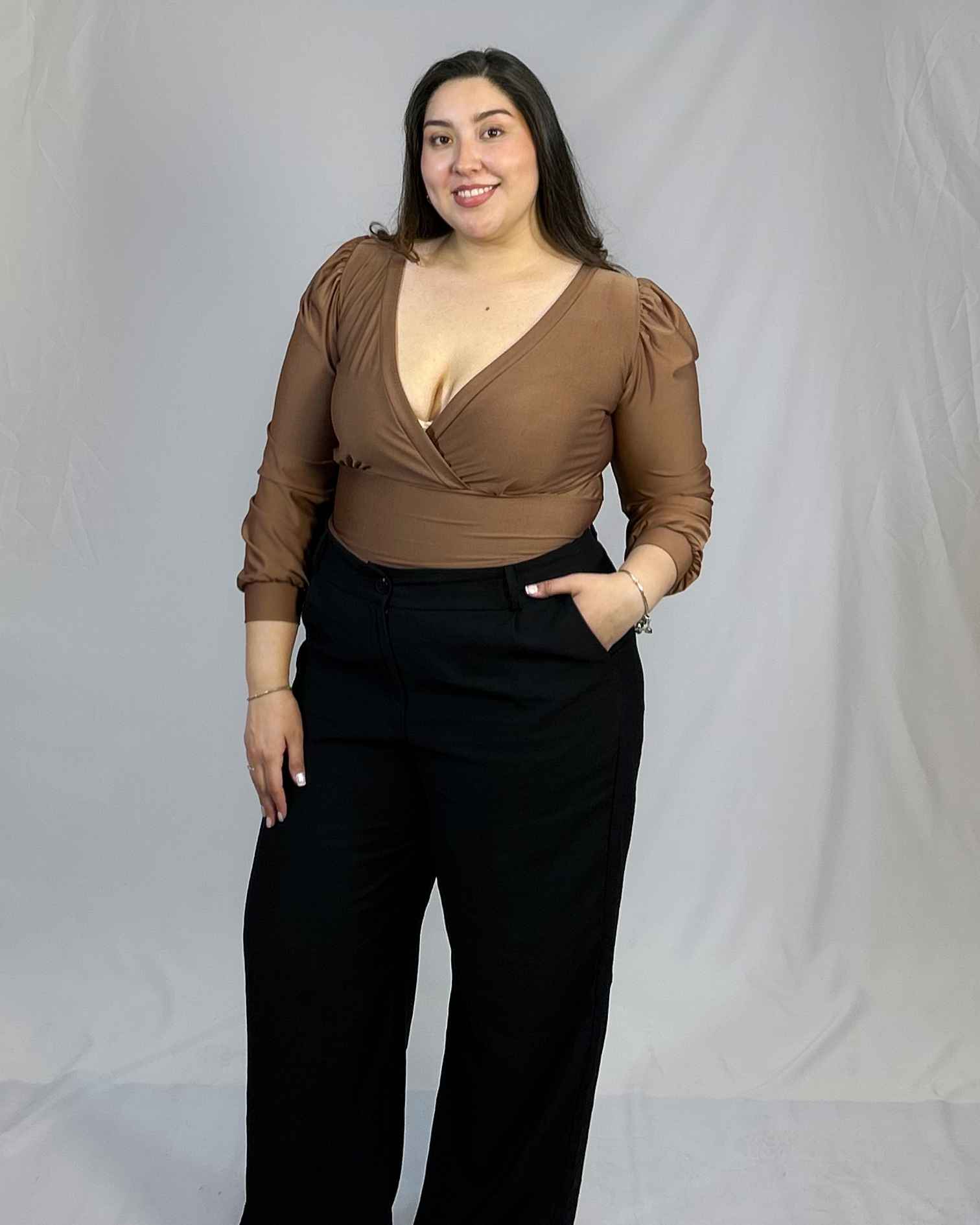 Polera Escote Cruzado Manga Mujer| Juvenil Tallas Grandes| XL