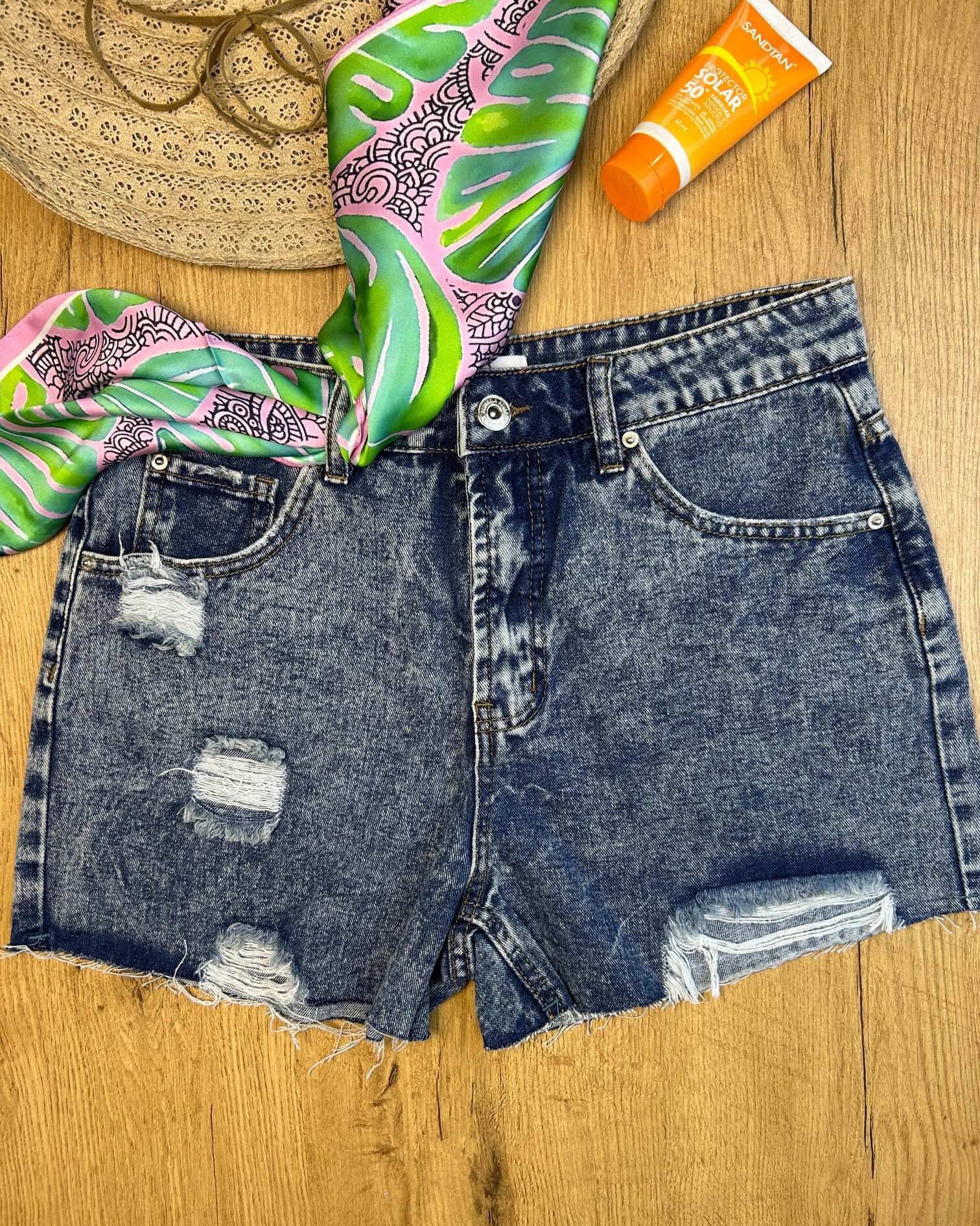 Short Mujer Juvenil  Mezclilla Desgastado