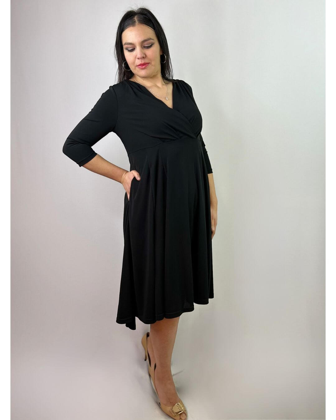Vestido Negro Bolsillos Mujer| Fiesta