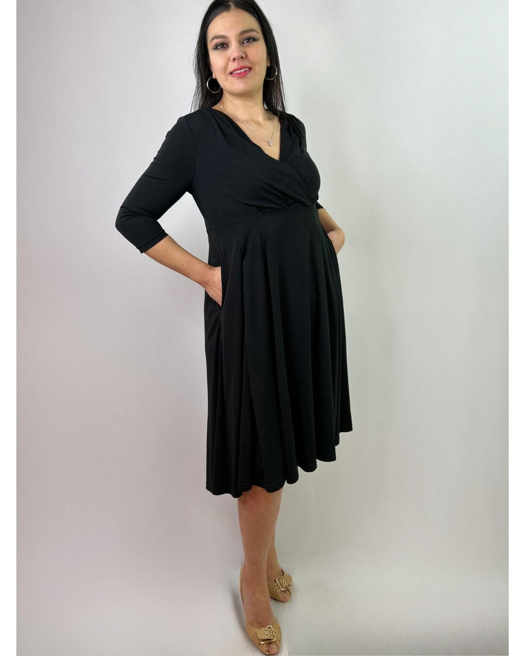Vestido Negro Bolsillos Mujer| Fiesta