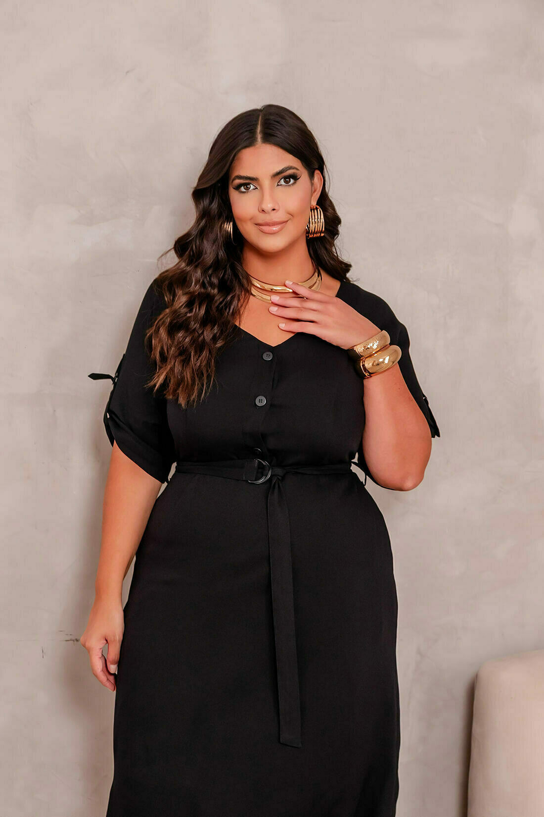 Vestido Negro Talla Grande Mujer| Curvy Elegante