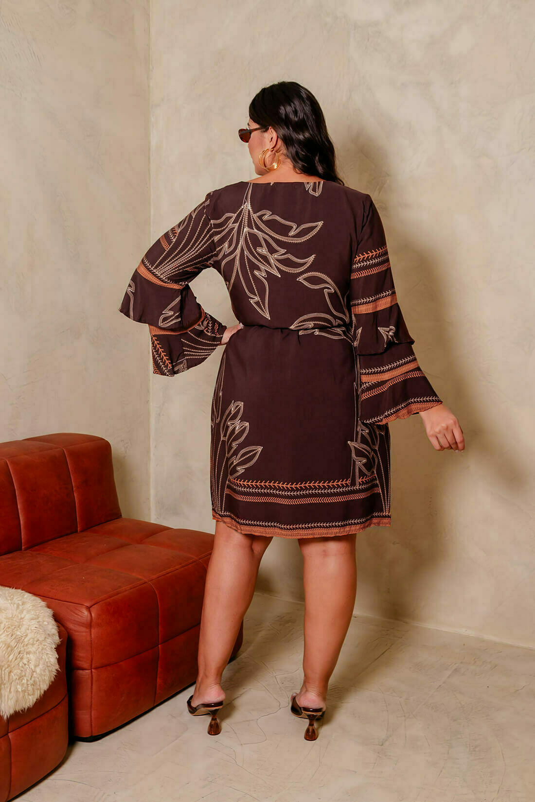 Vestido Corto Estampado Manga Vuelos Mujer|Curvys Tallas Grandes