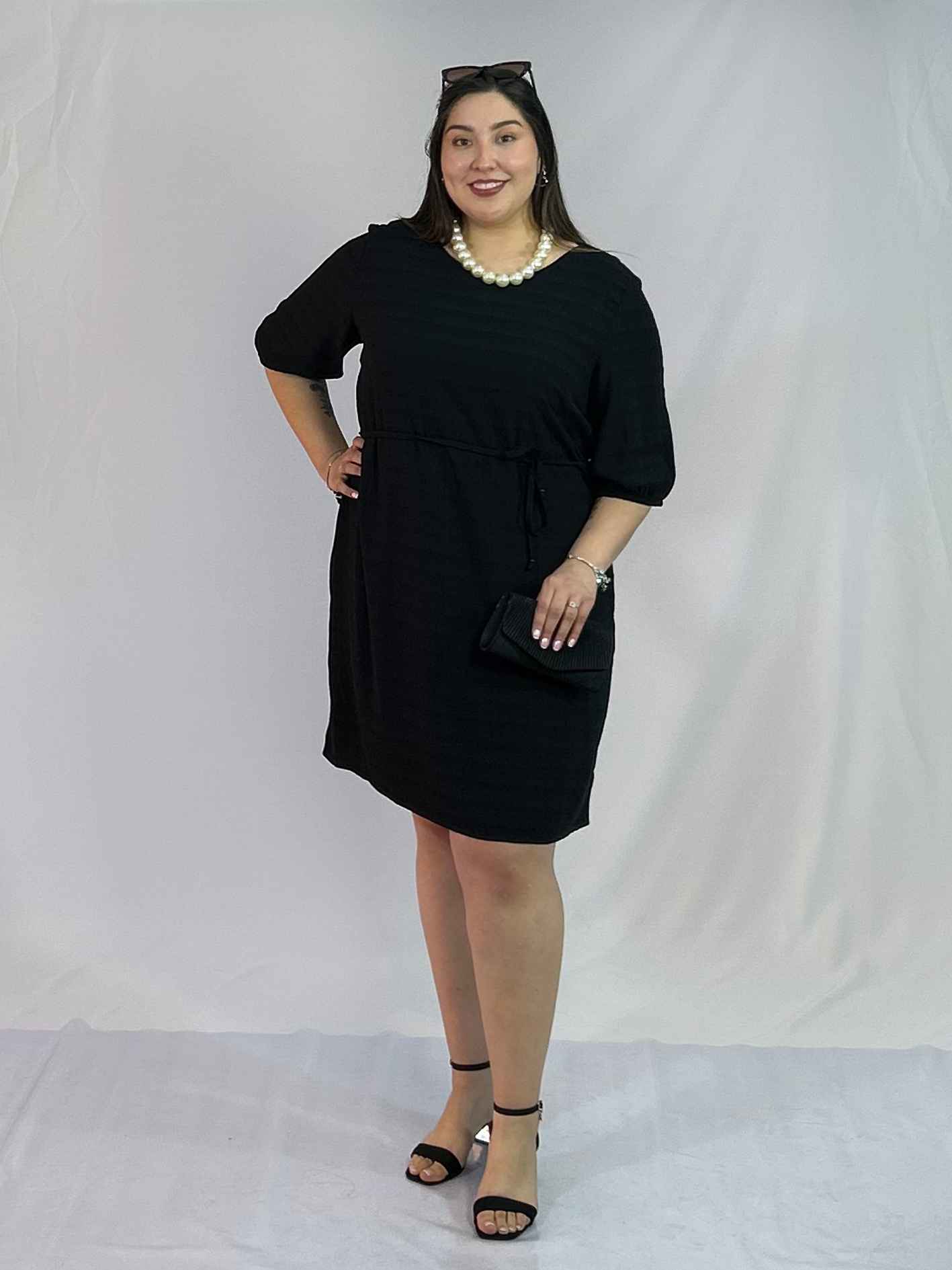 Vestido Corto Negro Mujer Plus Size| Talla Grande Elegante