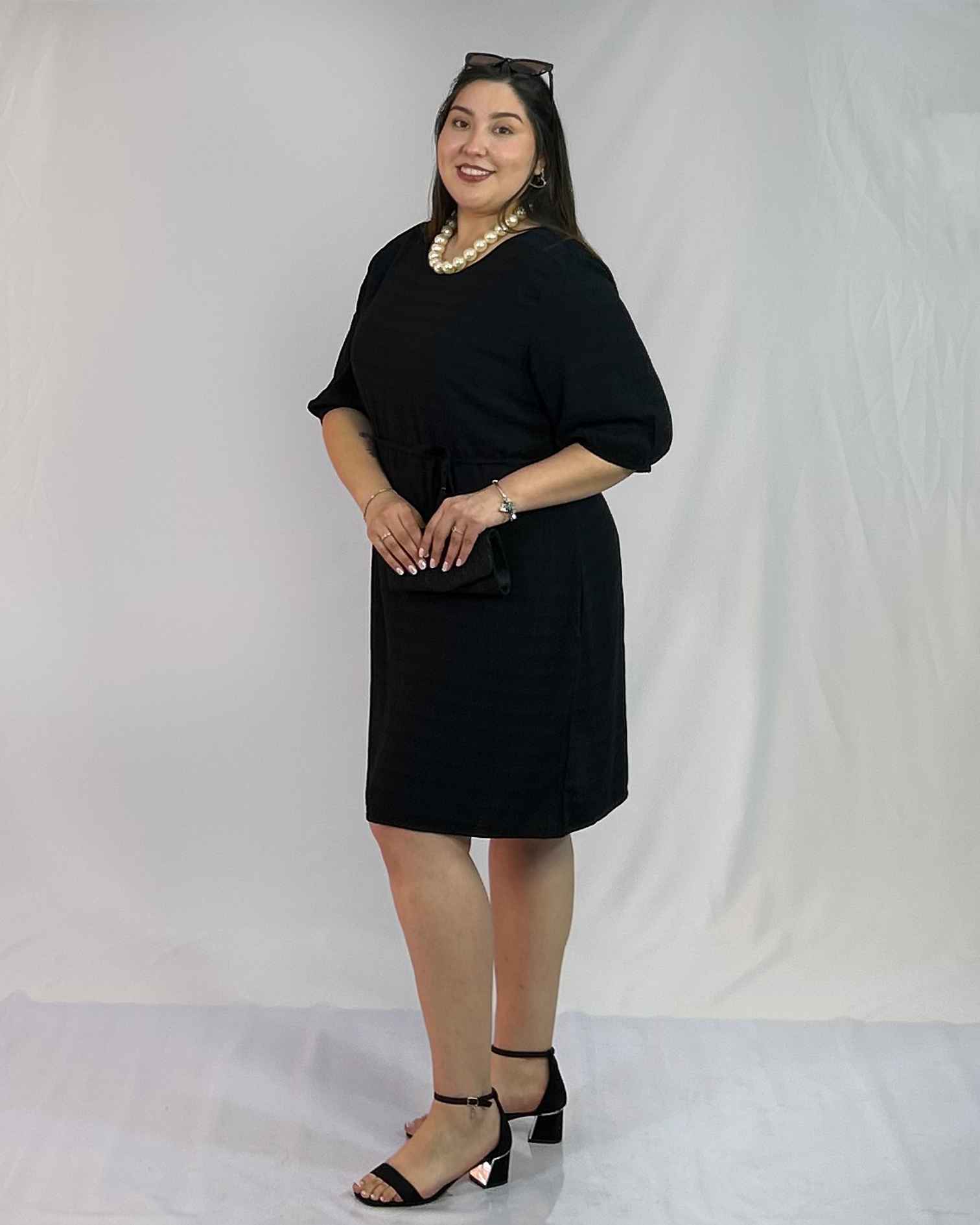 Vestido Corto Negro Mujer Plus Size| Talla Grande Elegante
