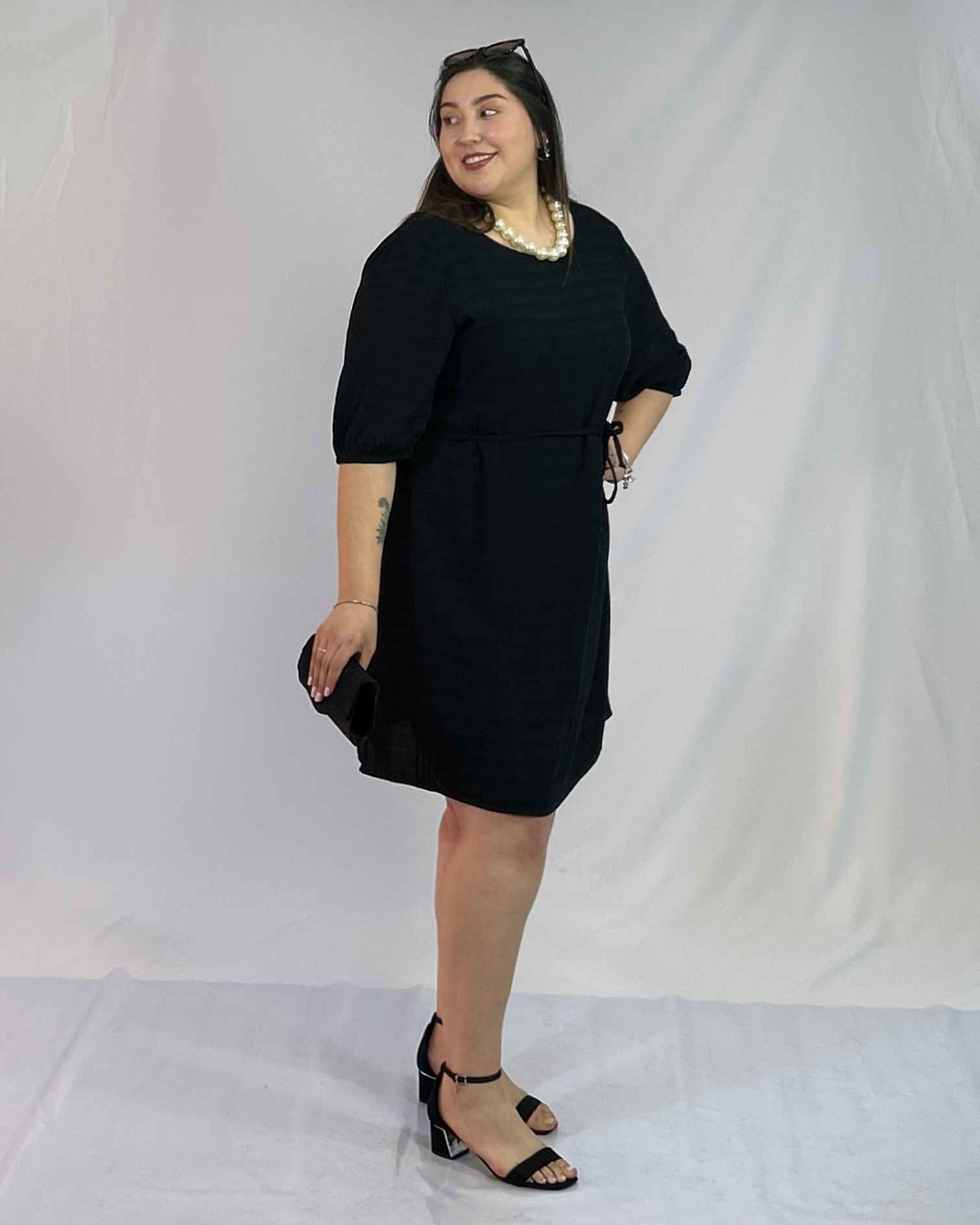 Vestido Corto Negro Mujer Plus Size| Talla Grande Elegante