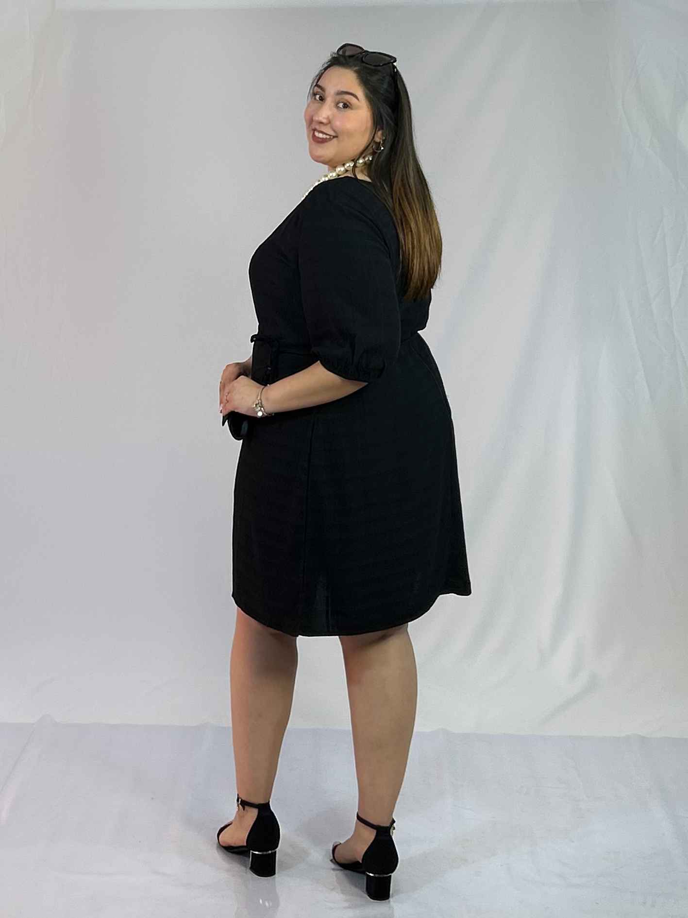 Vestido Corto Negro Mujer Plus Size| Talla Grande Elegante