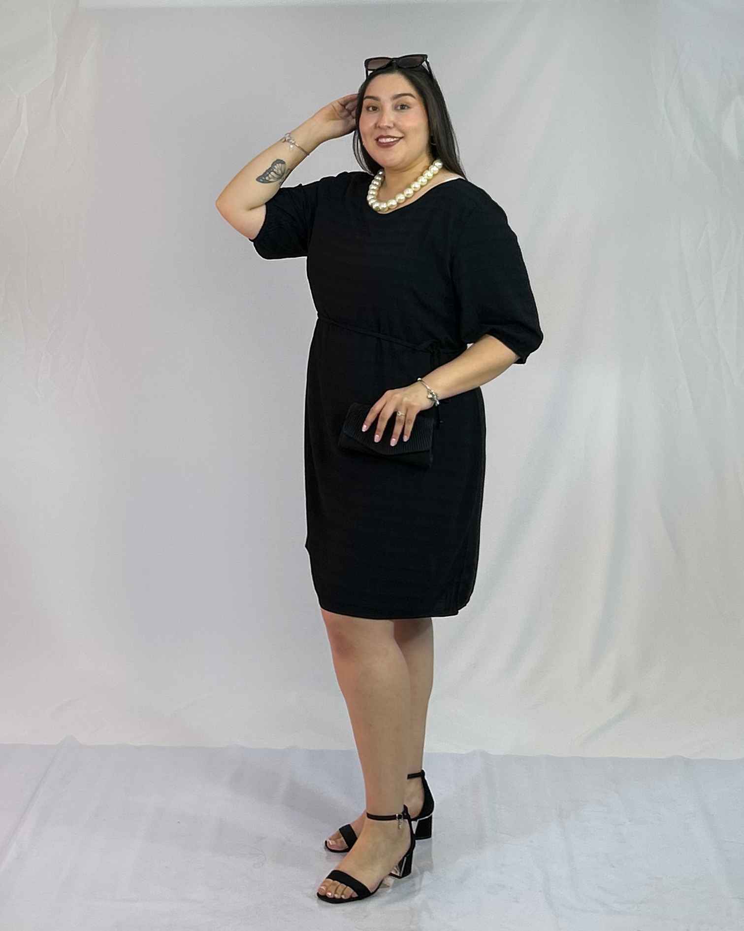 Vestido Corto Negro Mujer Plus Size| Talla Grande Elegante
