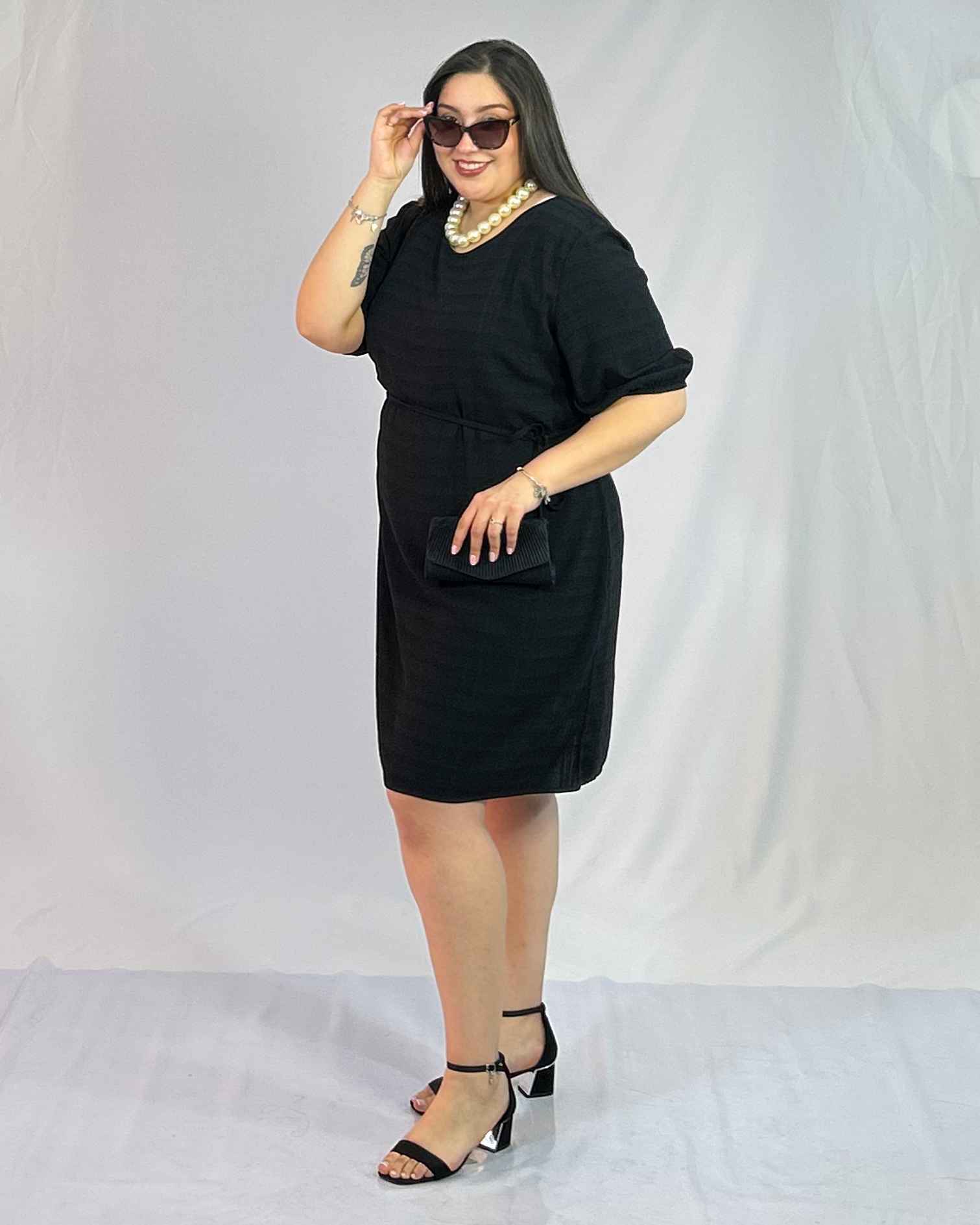 Vestido Corto Negro Mujer Plus Size| Talla Grande Elegante