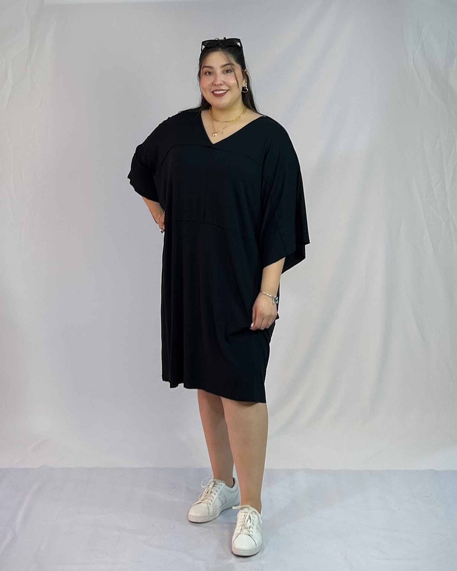 Vestido Corto Negro Algodón Mujer| Juvenil Casual Tallas Grandes Curvys