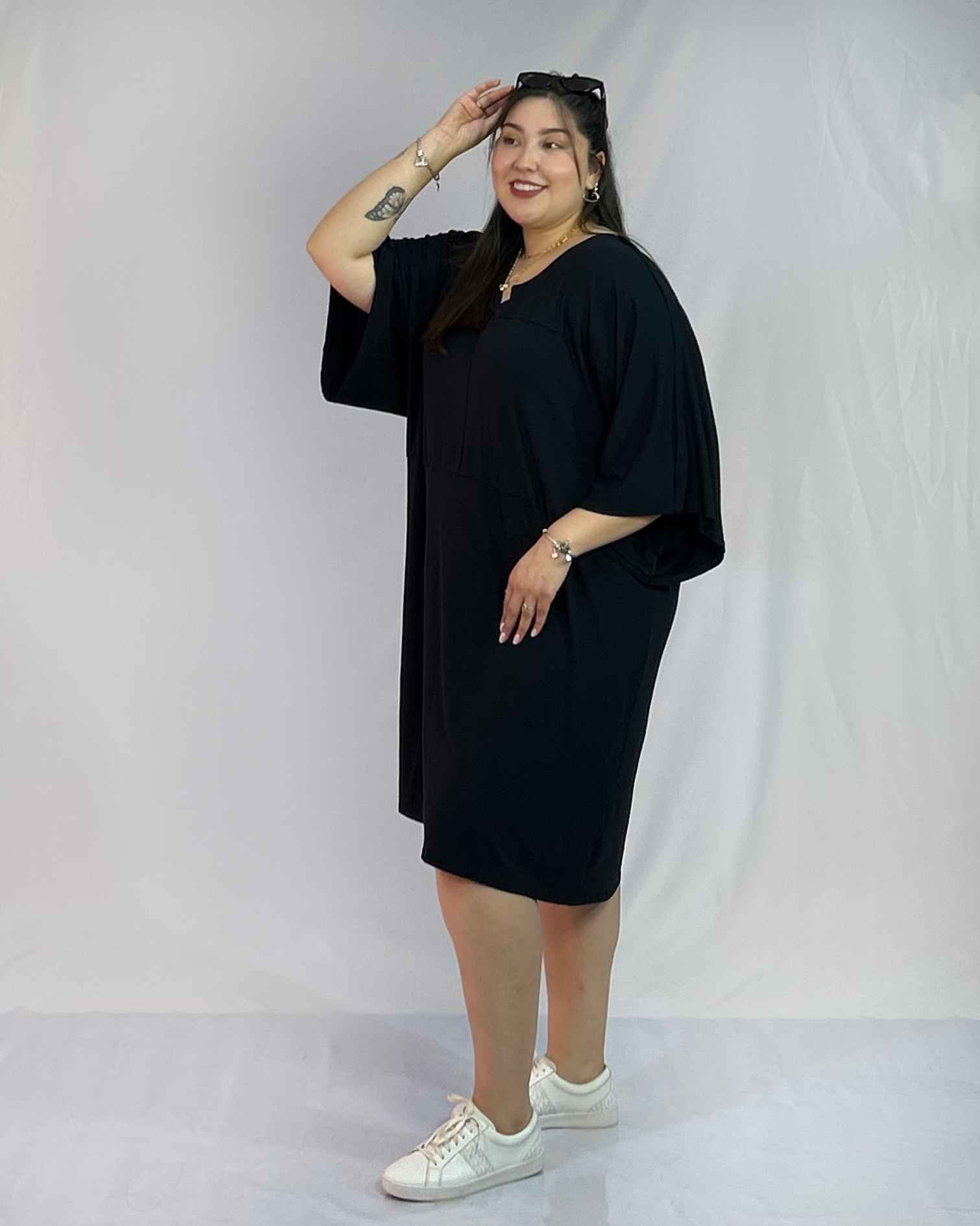 Vestido Corto Negro Algodón Mujer| Juvenil Casual Tallas Grandes Curvys