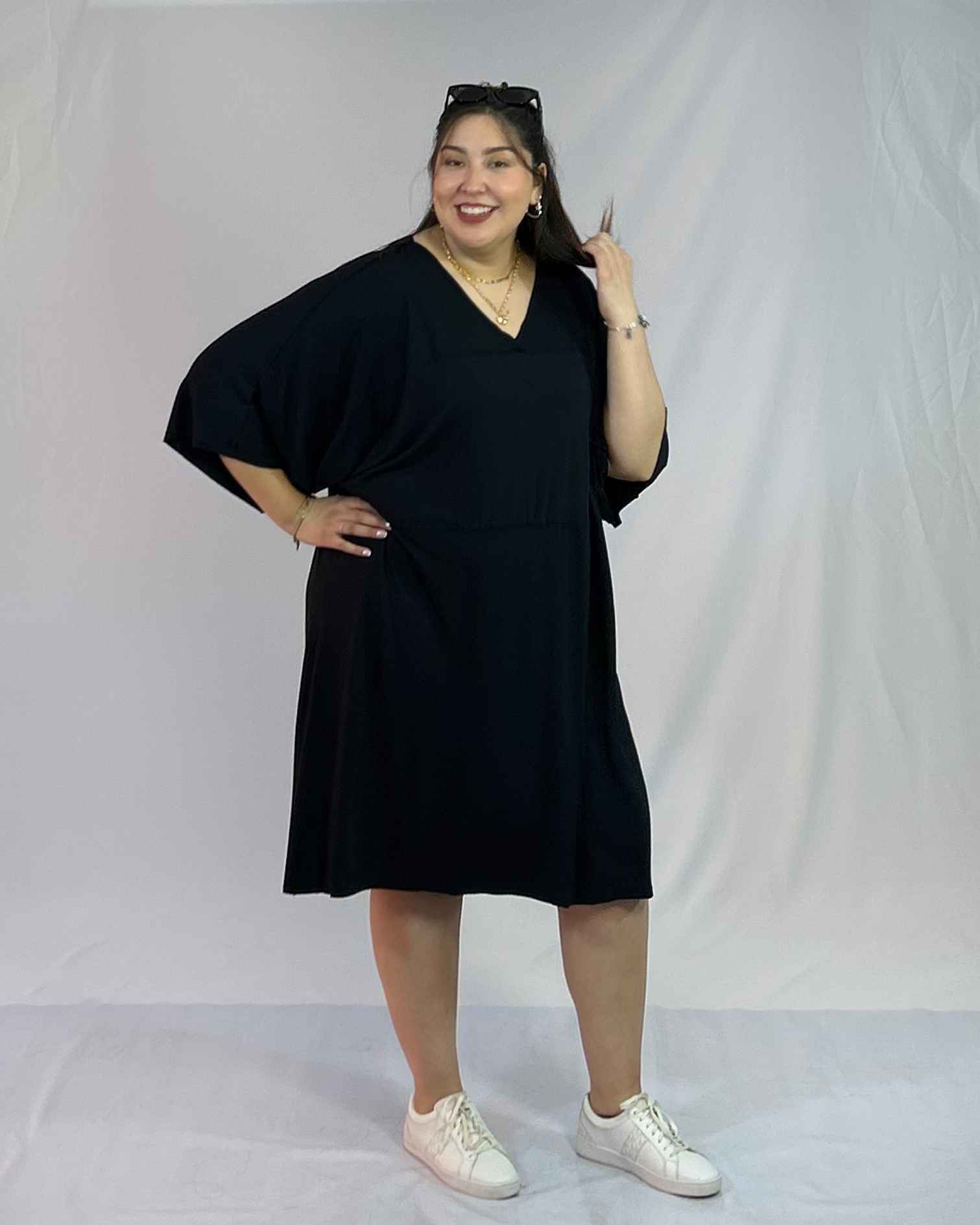 Vestido Corto Negro Algodón Mujer| Juvenil Casual Tallas Grandes Curvys