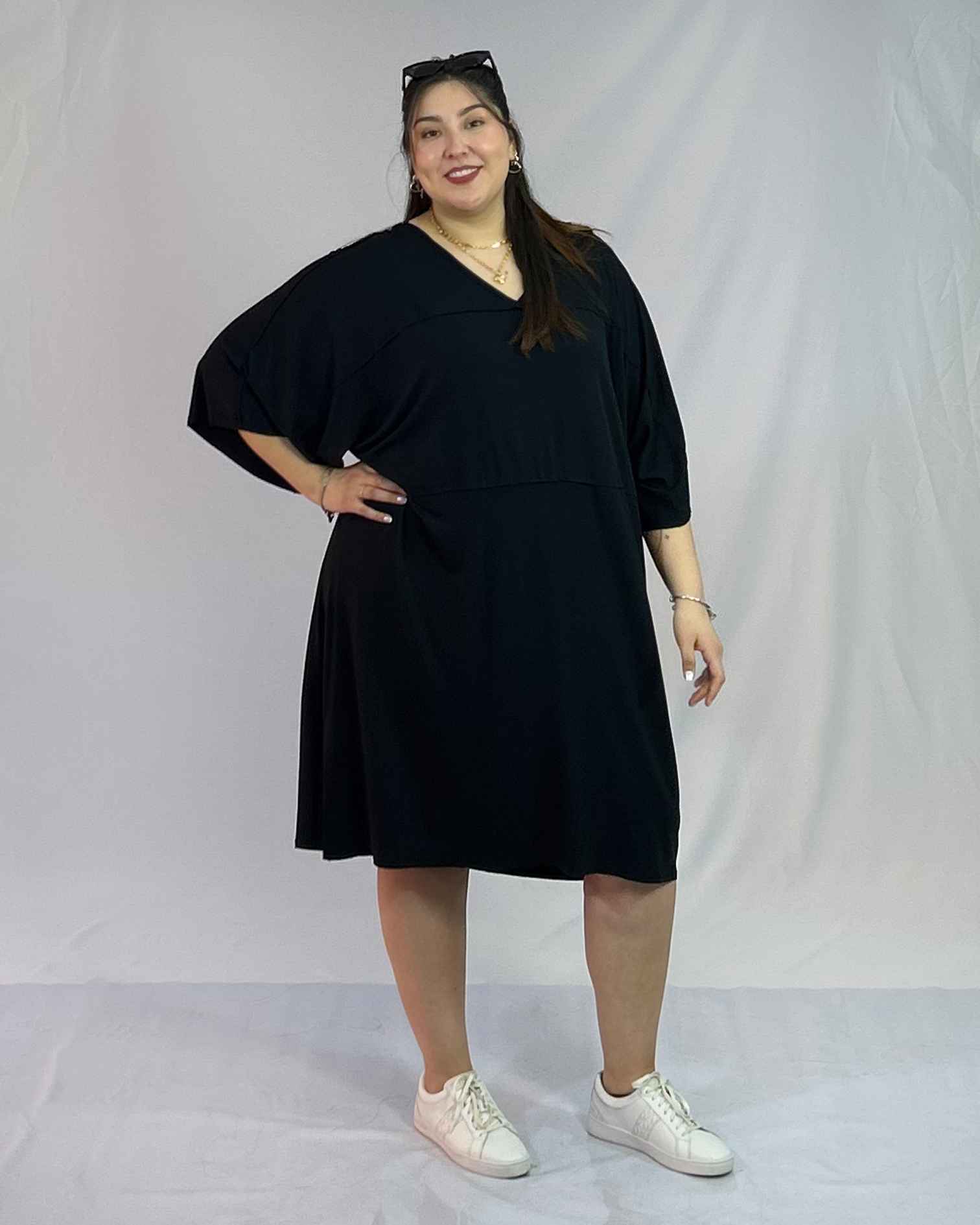 Vestido Corto Negro Algodón Mujer| Juvenil Casual Tallas Grandes Curvys