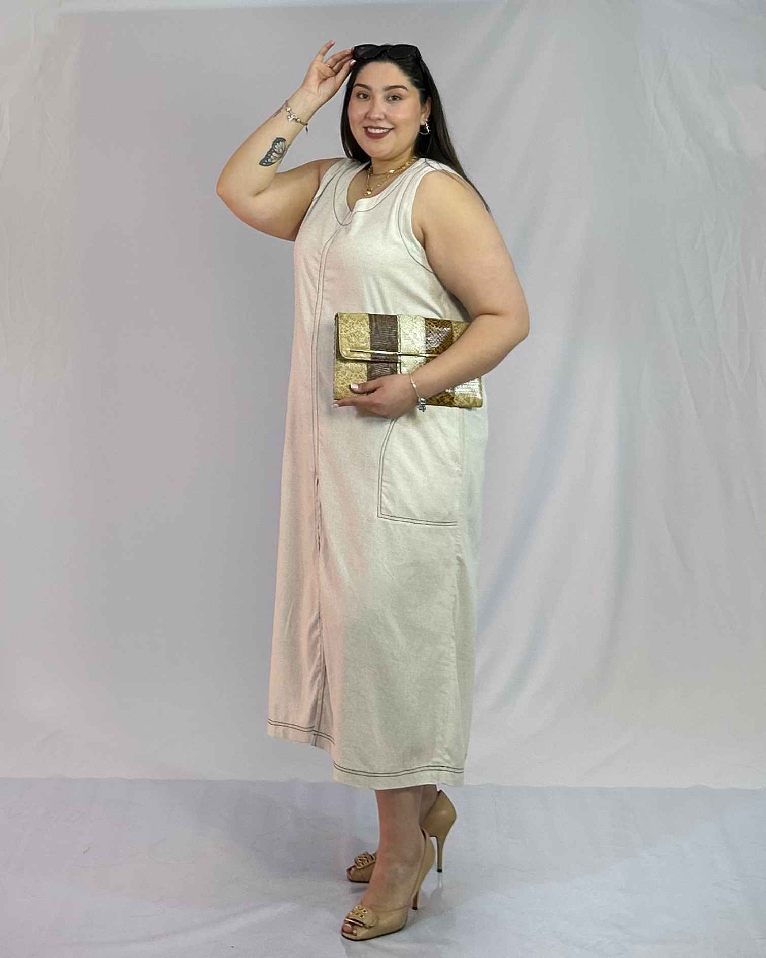 Vestido Largo Lino sin Mangas Mujer| Tallas Grandes Verano