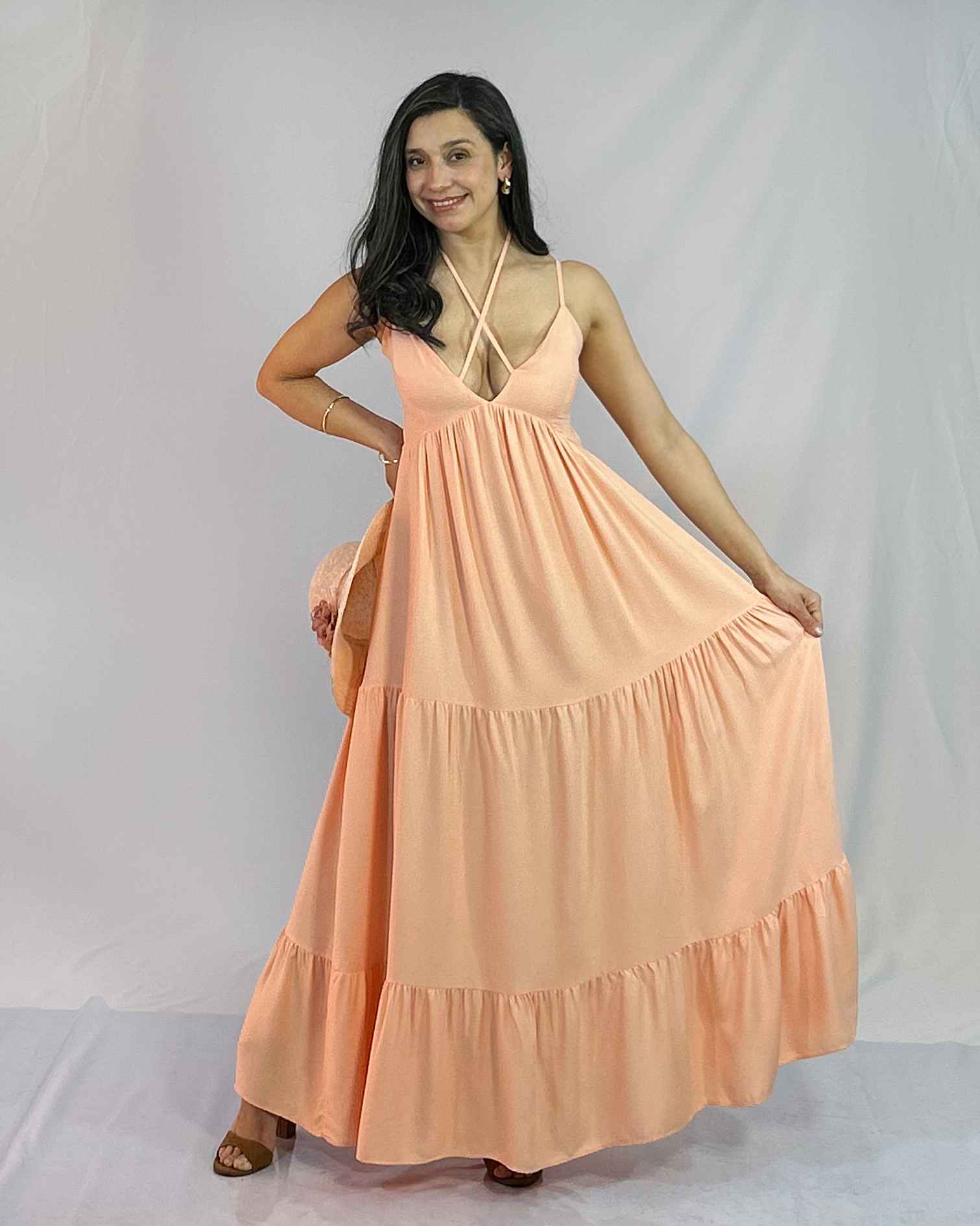 Vestidos M Liso Maxi Pastel Mujer |Juvenil Tendencia